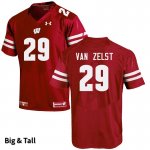 Men's Wisconsin Badgers NCAA #29 Nate Van Zelst Red Authentic Under Armour Big & Tall Stitched College Football Jersey UM31P66WP